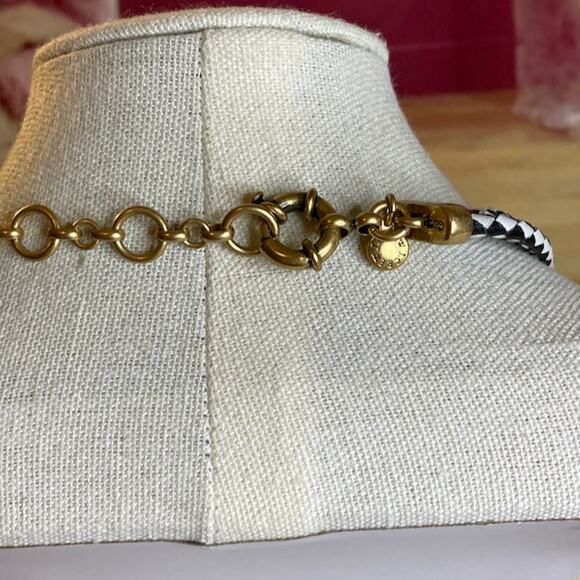 0018 J. Crew Burnished Roses Statement Necklace w/Harlequin-Style Cord EUC - Picture 3 of 7